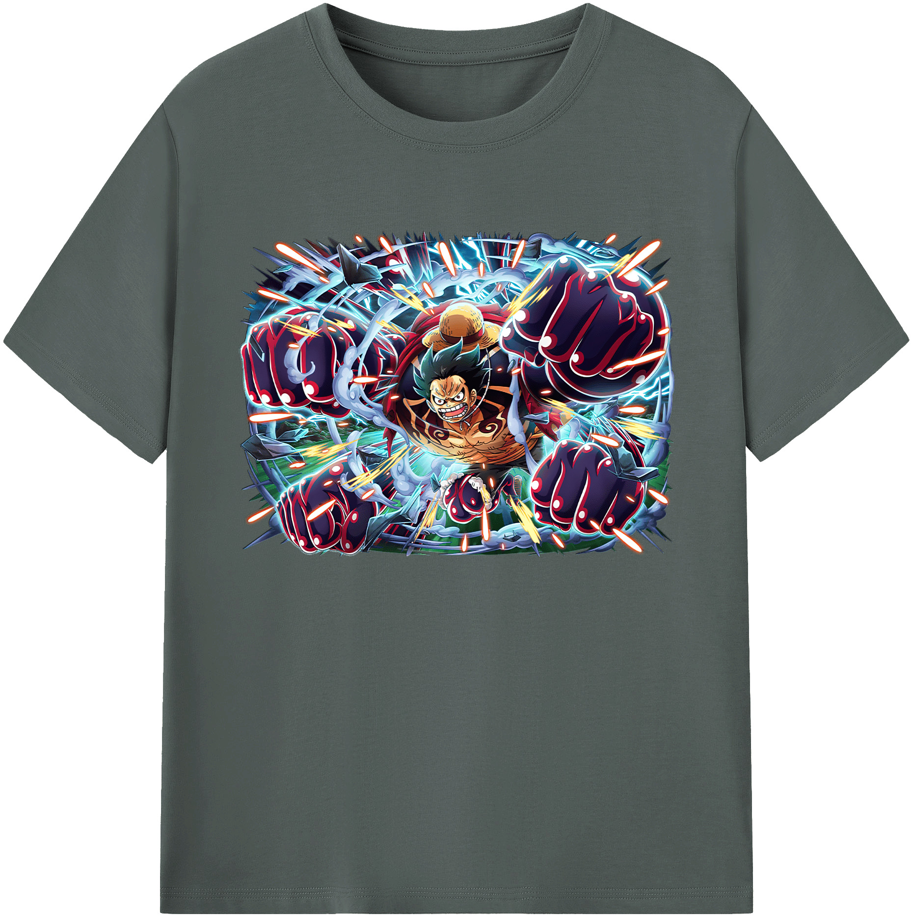 ワンピース モンキー・D・ルフィ ONE PIECE Monkey D. Luffy 綿100％ メンズ半袖Tシャツ｜肌触りやわらか＆通気性